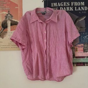 Pink lands end linen button down